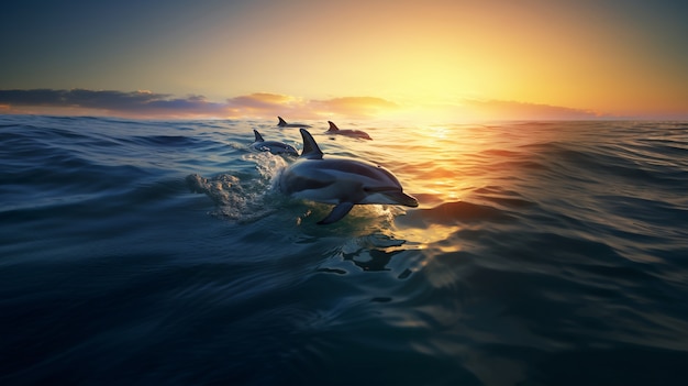 View of dolphins swimming in water