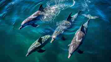 Free photo view of dolphins swimming in water