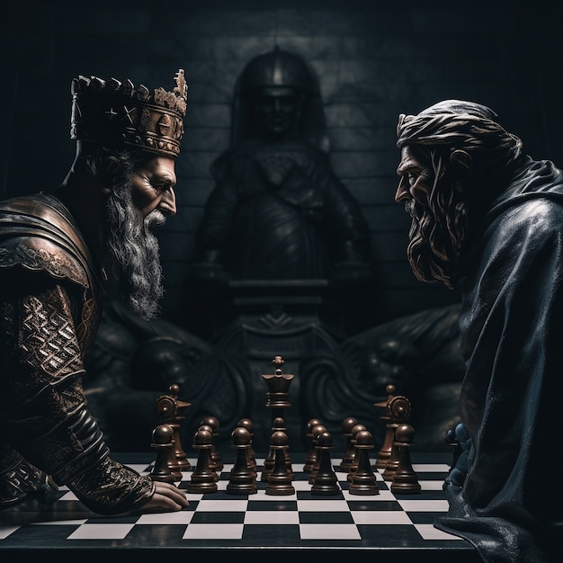 Free AI Image  View of chess pieces with dramatic and mystical