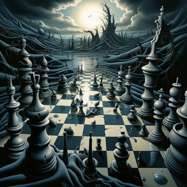 Free AI Image  View of chess pieces with dramatic and mystical