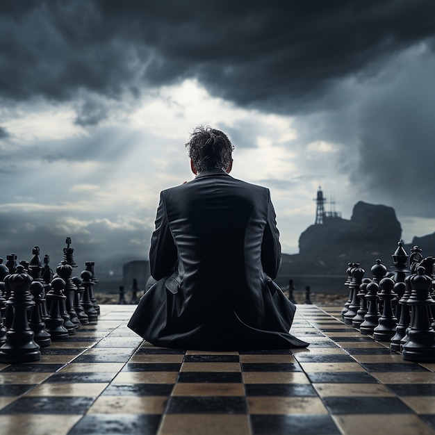 Free AI Image  View of dramatic chess pieces with mysterious and mystical  ambiance