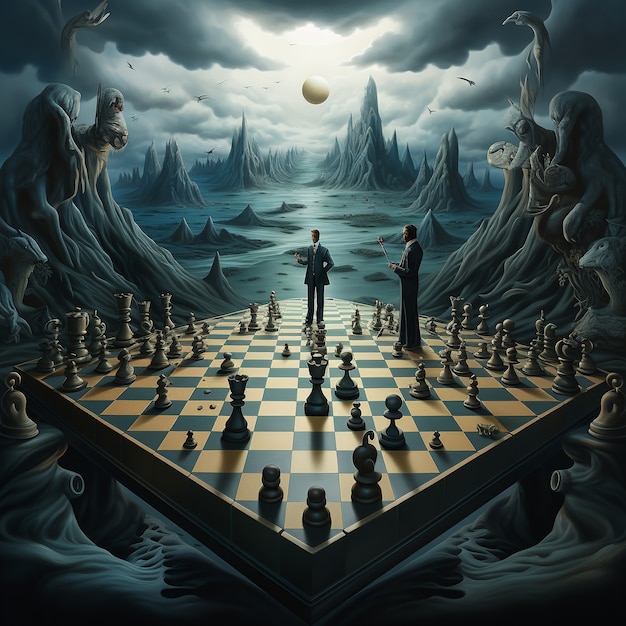 Free AI Image  View of chess pieces with dramatic and mystical