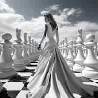 Free photo view of dramatic chess pieces with mysterious and mystical ambiance