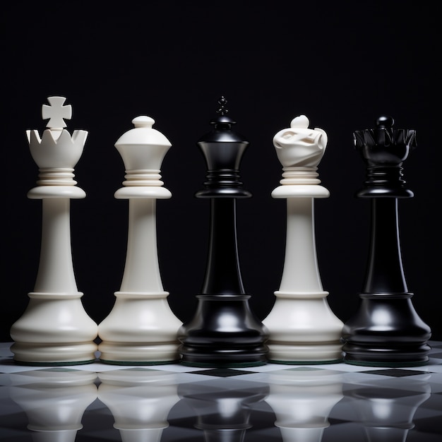 Free photo view of dramatic chess pieces with mysterious and mystical ambiance