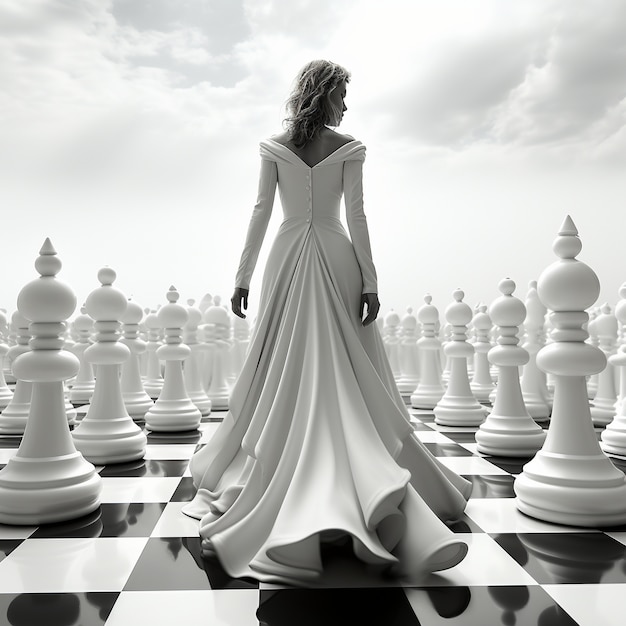 Free AI Image  View of dramatic chess pieces with mysterious and mystical  ambiance