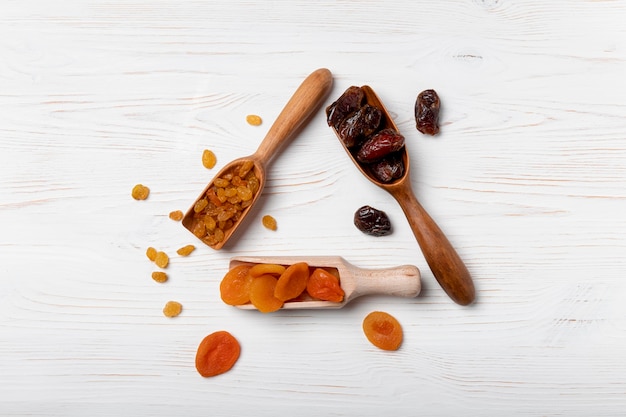 Above view dried fruits arrangement