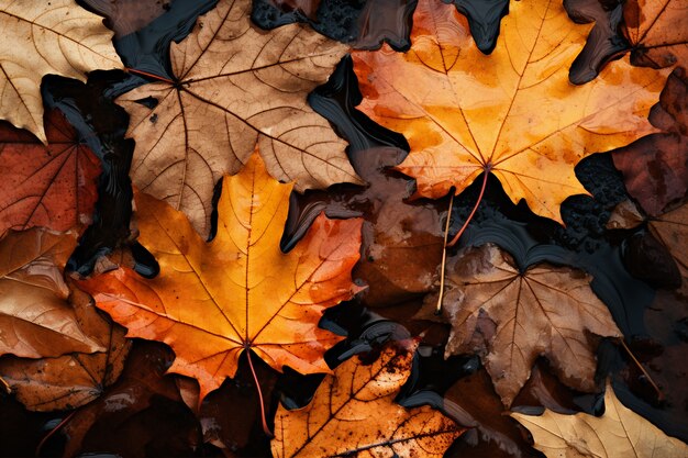 View of dry autumn leaves