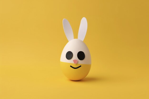 View of easter egg with cartoon face