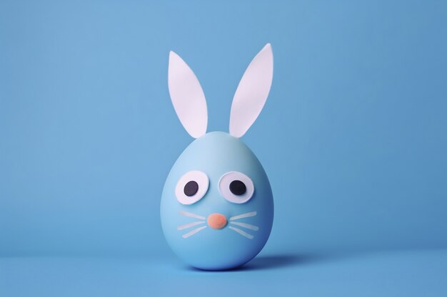 View of easter egg with cartoon face