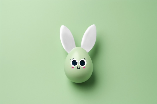 Free photo view of easter egg with cartoon face