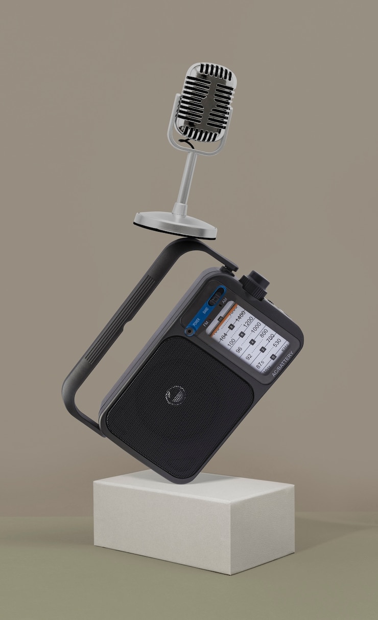 Free Photo view of electronic product balancing on podium
