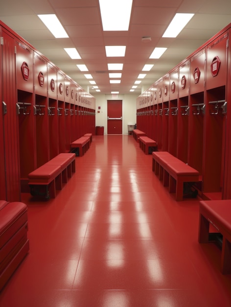 View of empty football locker room