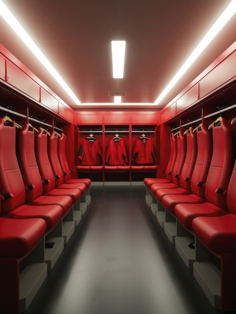 View of empty football locker room