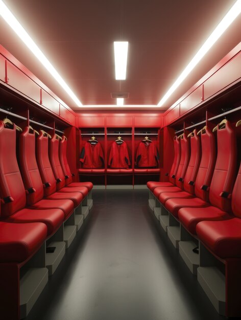 View of empty football locker room