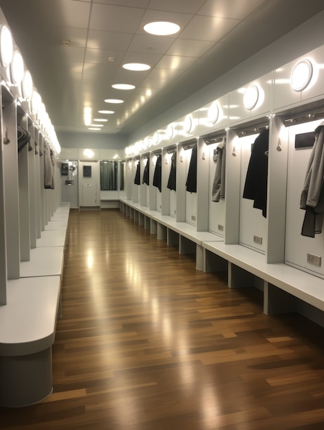 View of empty football locker room