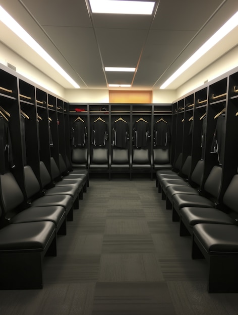 Free photo view of empty football locker room