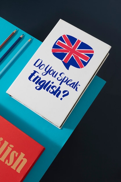 Foto gratuita sopra la disposizione dei libri inglesi di vista