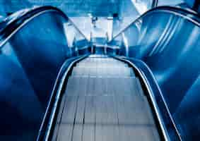 Free photo view of escalator in blue tone