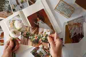 Free photo view of essential items for wedding planner