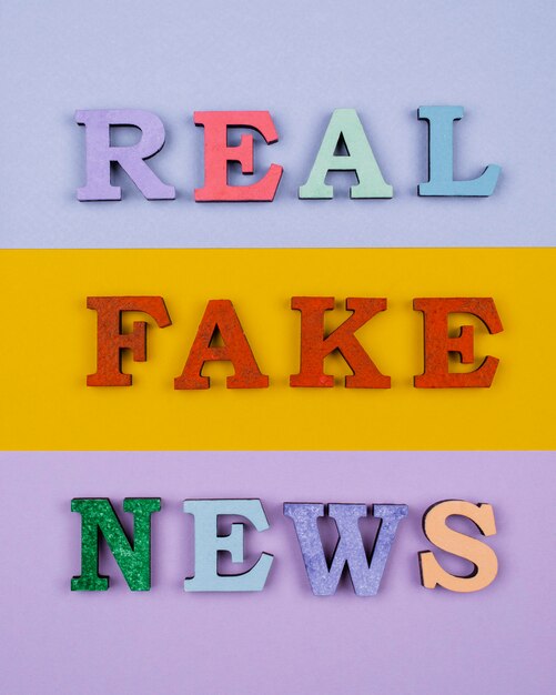 Above view fake news words