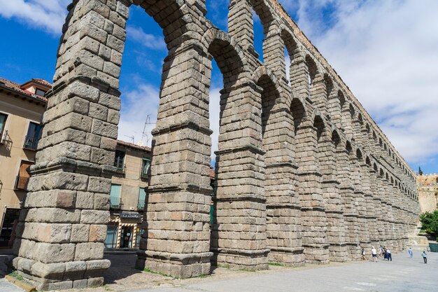 View of the famous Aqueduct of Segovia.