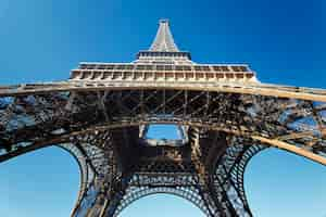 Free photo view of famous eiffel tower with blue sky, france