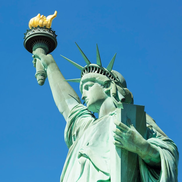 View of famous Statue of Liberty, New York.