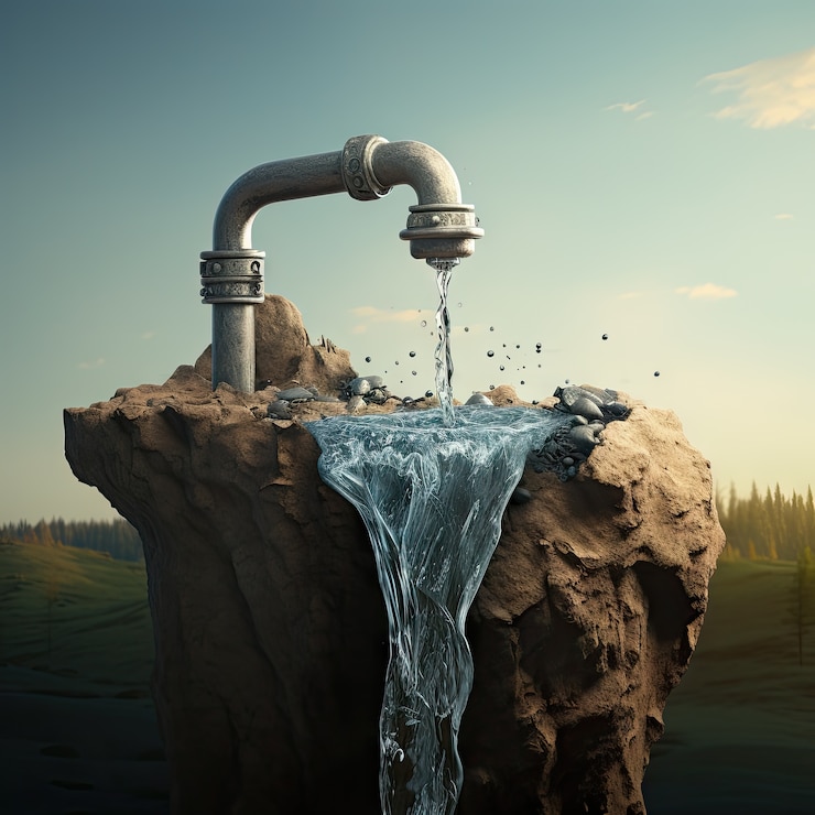 Free Photo view of fantasy landscape with surreal running water tap for world water day awareness