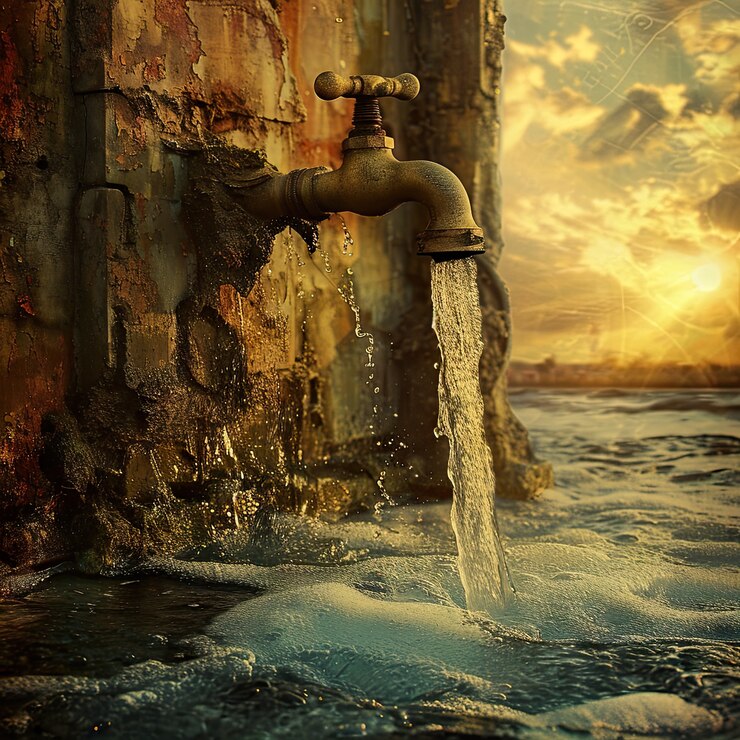 Free Photo view of fantasy landscape with surreal running water tap for world water day awareness