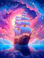 Free photo view of fantasy pirate ship