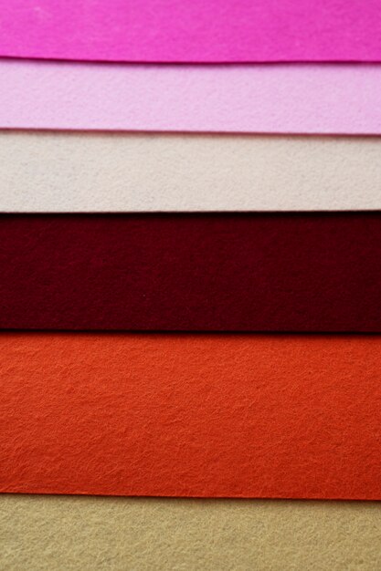 View of felt fabric in different colors