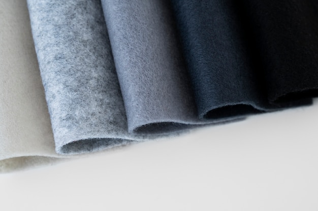 View of felt fabric in gray tones