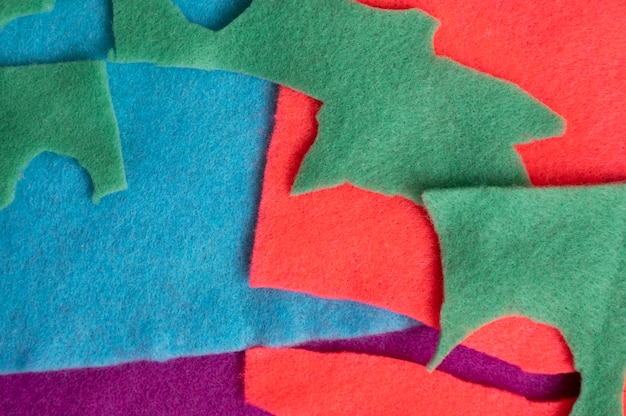 View of felt fabric pieces