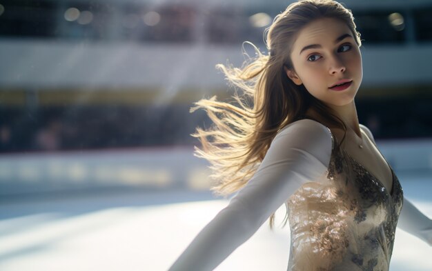 Free photo view of female ice skater