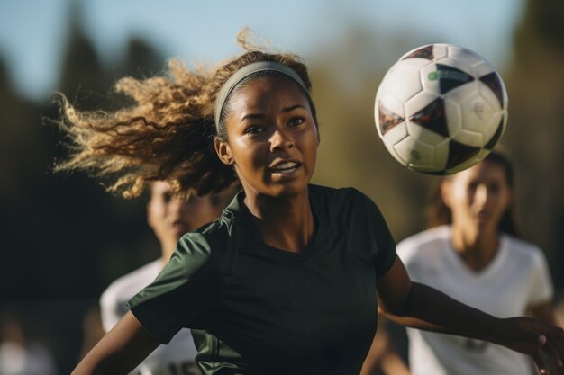 View of female soccer player on the field