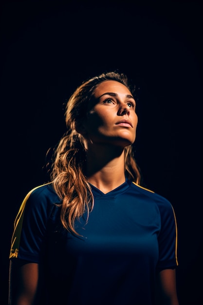 Free photo view of female soccer player ready for match