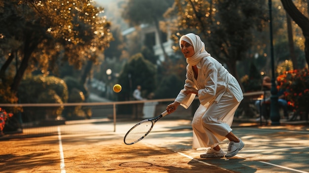 View of female tennis player