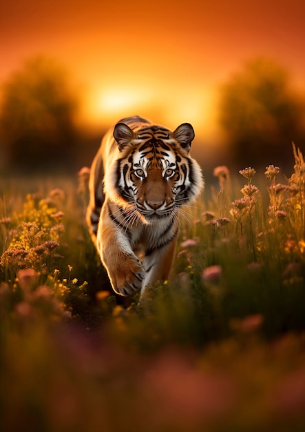 Free photo view of ferocious wild tiger in nature