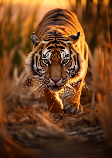 Free photo view of ferocious wild tiger in nature