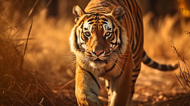 Free photo view of ferocious wild tiger in nature