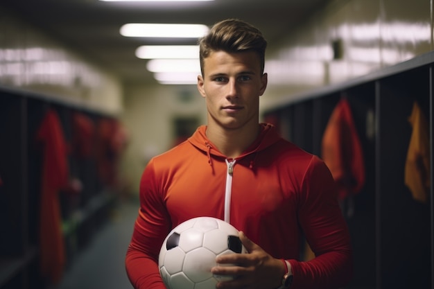 Free photo view of football player before the match