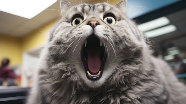 Foto gratuita vista di un gatto divertente al veterinario