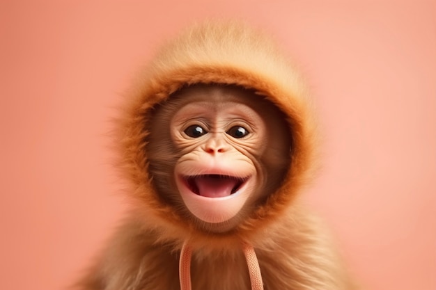 Free photo view of funny and cute baby monkey