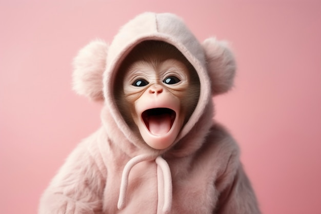 Free photo view of funny and cute baby monkey