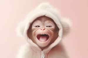 Free photo view of funny and cute baby monkey