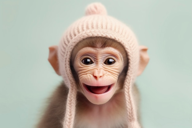 Free photo view of funny and cute baby monkey