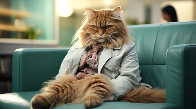View of funny doctor cat