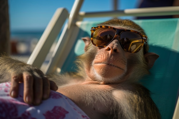 Free photo view of funny monkey at the beach