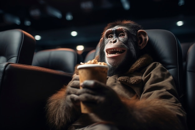 Free photo view of funny monkey at the cinema