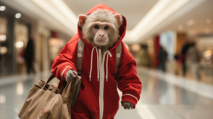 Free Photo view of funny monkey at the mall